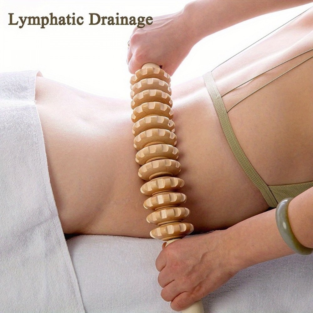 Naturholz Anti-Cellulite Massage-Roller für tiefe Muskeln und Gewebe, Lymphdrainage