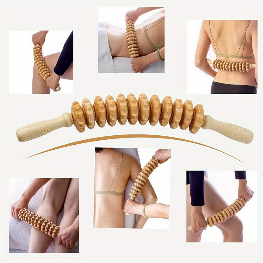 Naturholz Anti-Cellulite Massage-Roller für tiefe Muskeln und Gewebe, Lymphdrainage
