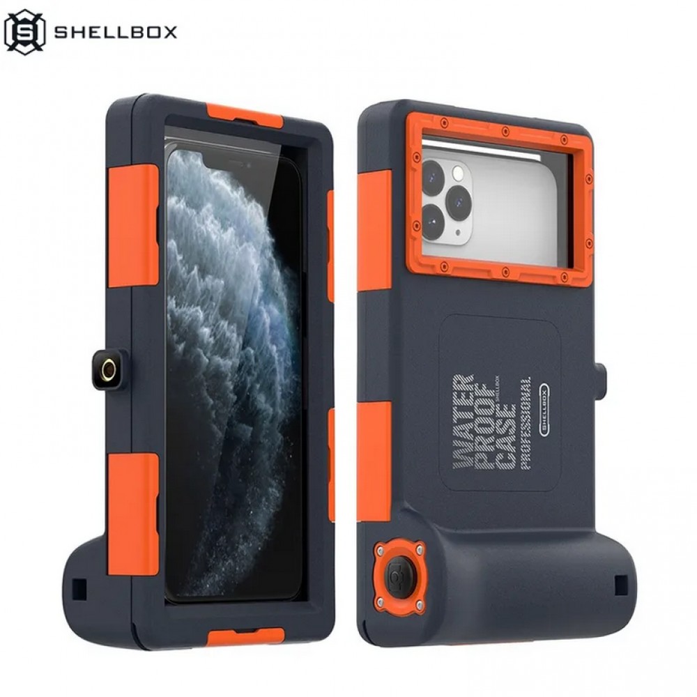 SHELLBOX Coque universelle pour smartphone Etui étanche professionnel 2ème génération (15 mètres) - Orange