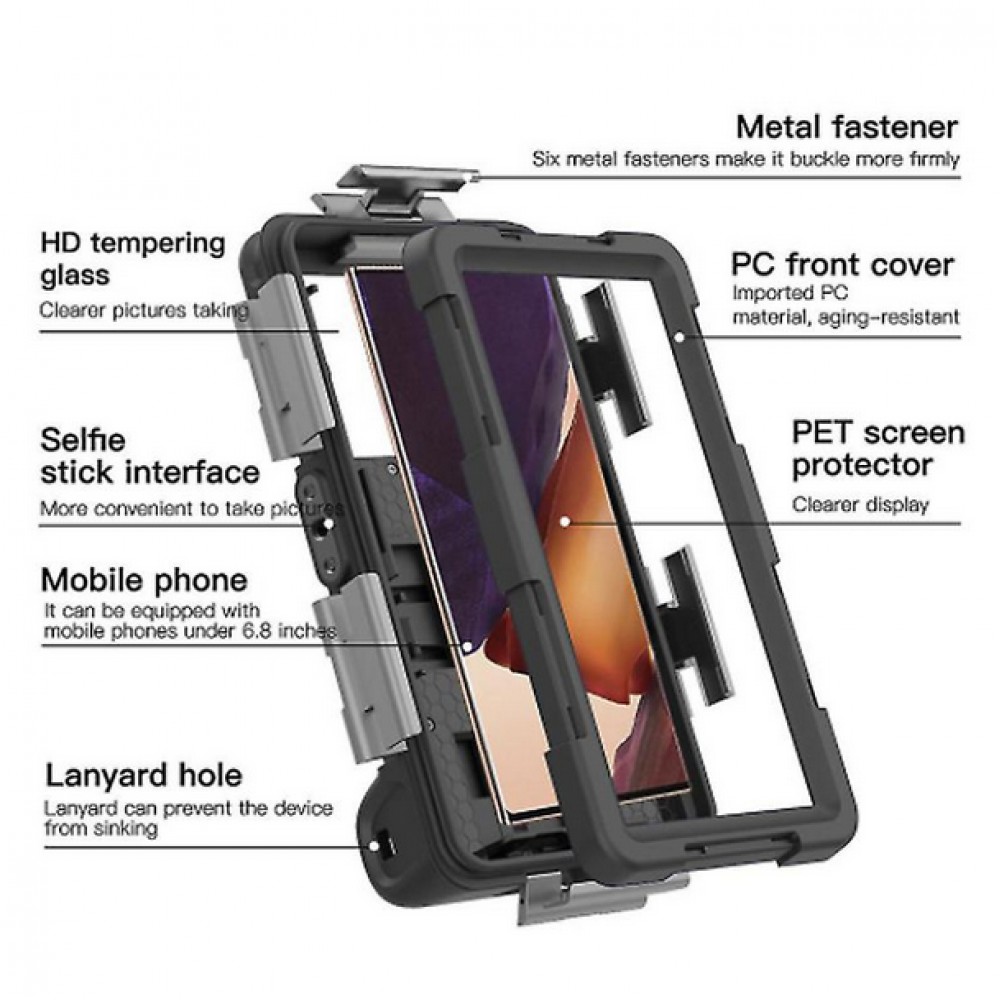 SHELLBOX Coque universelle pour smartphone Etui étanche professionnel 2ème génération (15 mètres) - Noir