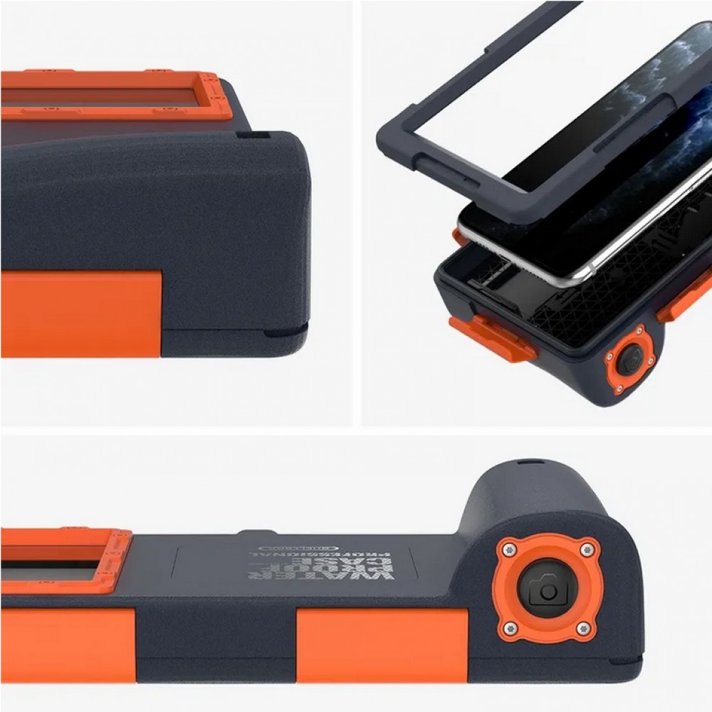 SHELLBOX Coque universelle pour smartphone Etui étanche professionnel 2ème génération (15 mètres) - Orange