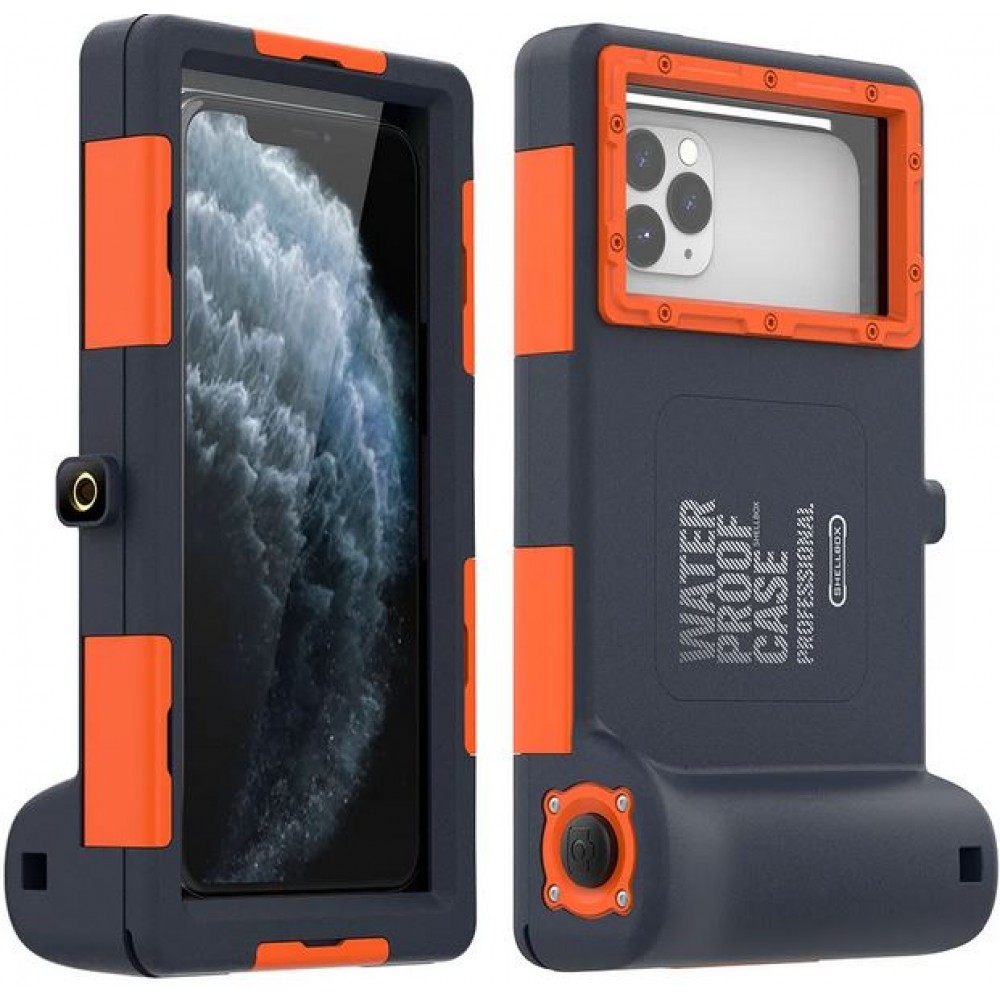 SHELLBOX Coque universelle pour smartphone Etui étanche professionnel 2ème génération (15 mètres) - Orange