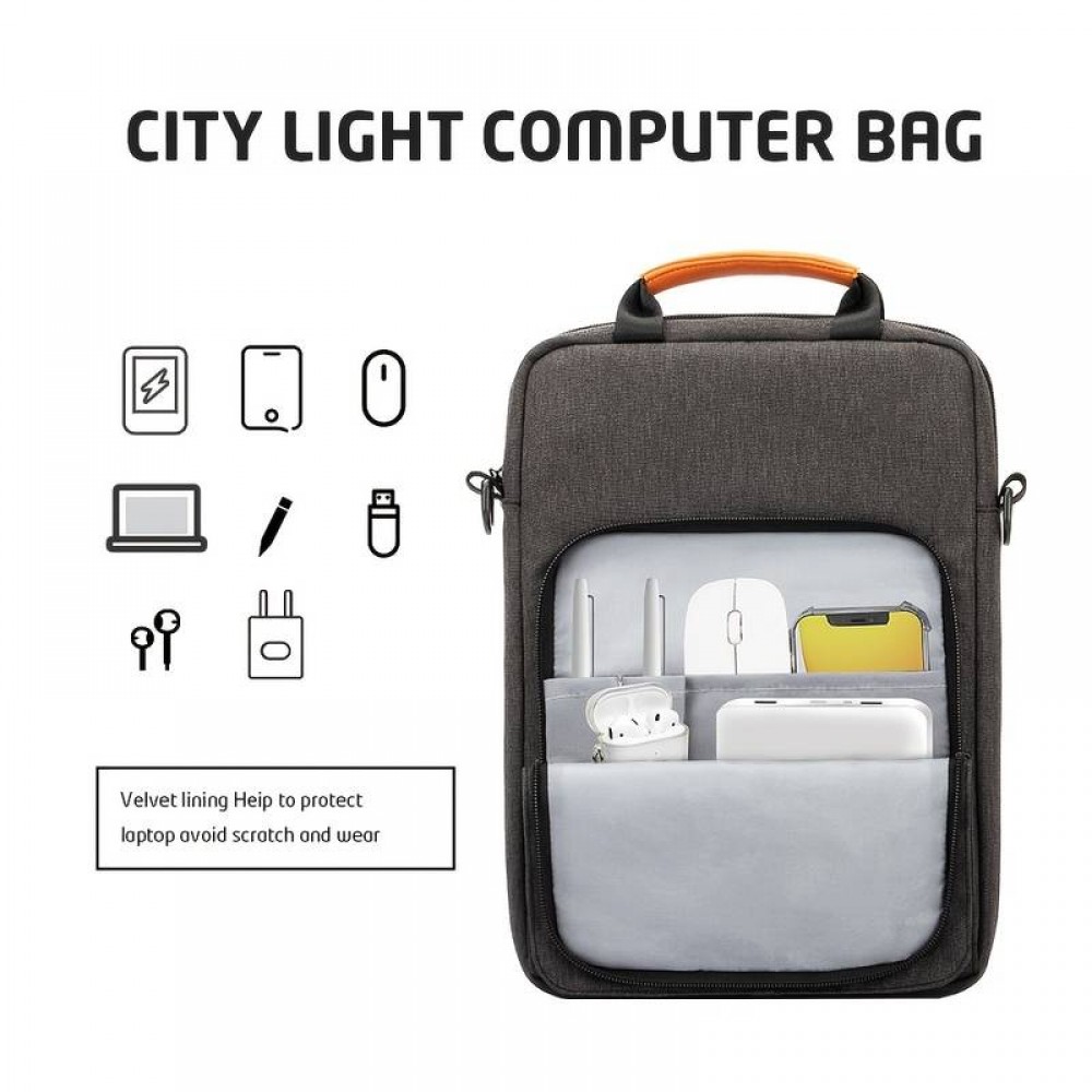 Wasserdichte Umhängetasche Laptoptasche für iPad + Laptop + MaxBook 13 Zoll - Grau