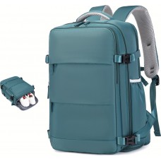 Sac à dos de voyage pour avion avec compartiment ordinateur portable et chaussures et port USB - Bleu clair