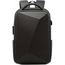 Sportlicher Reise Rucksack erweiterbares Packvolumen 20 - 35 Liter mit Zahlenschloss und USB-Adapter - Schwarz