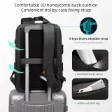 Sac à dos de voyage sportif - volume de rangement extensible de 20 à 35 litres + serrure à combinaison et adaptateur USB - Noir