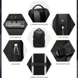 Sportlicher Reise Rucksack erweiterbares Packvolumen 20 - 35 Liter mit Zahlenschloss und USB-Adapter - Schwarz