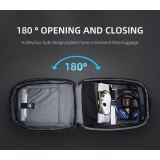 Sportlicher Reise Rucksack erweiterbares Packvolumen 20 - 35 Liter mit Zahlenschloss und USB-Adapter - Schwarz