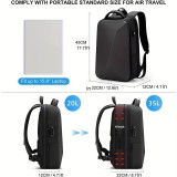 Sportlicher Reise Rucksack erweiterbares Packvolumen 20 - 35 Liter mit Zahlenschloss und USB-Adapter - Schwarz
