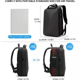 Sac à dos de voyage sportif - volume de rangement extensible de 20 à 35 litres + serrure à combinaison et adaptateur USB - Noir