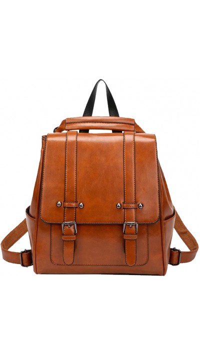 Sac à main / sac à dos fashion retro cuir vintage pour tablette, livre, caméra - Brun