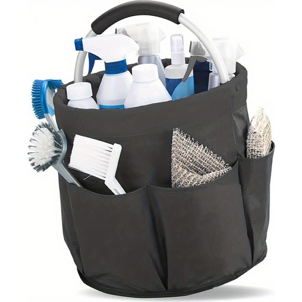 Sac de jardinage/ménage multifonctions pliable en toile avec poches et compartiments pour outils - Noir