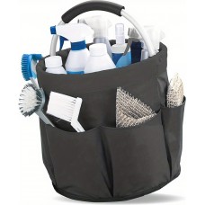 Sac de jardinage/ménage multifonctions pliable en toile avec poches et compartiments pour outils - Noir