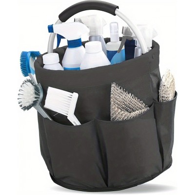 Sac de jardinage/ménage multifonctions pliable en toile avec poches et compartiments pour outils - Noir