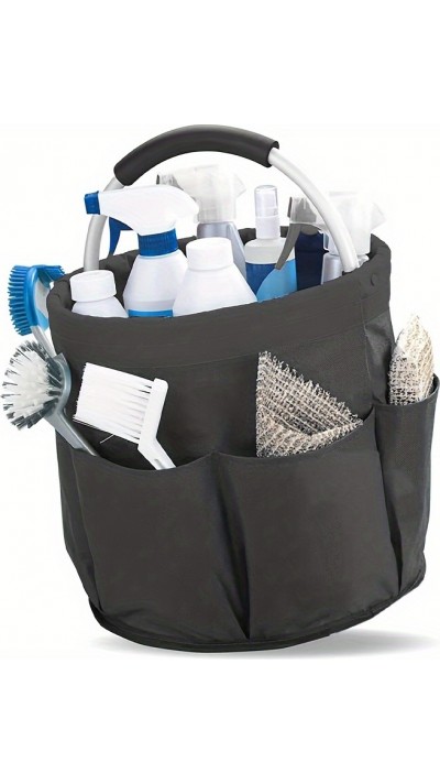 Sac de jardinage/ménage multifonctions pliable en toile avec poches et compartiments pour outils - Noir