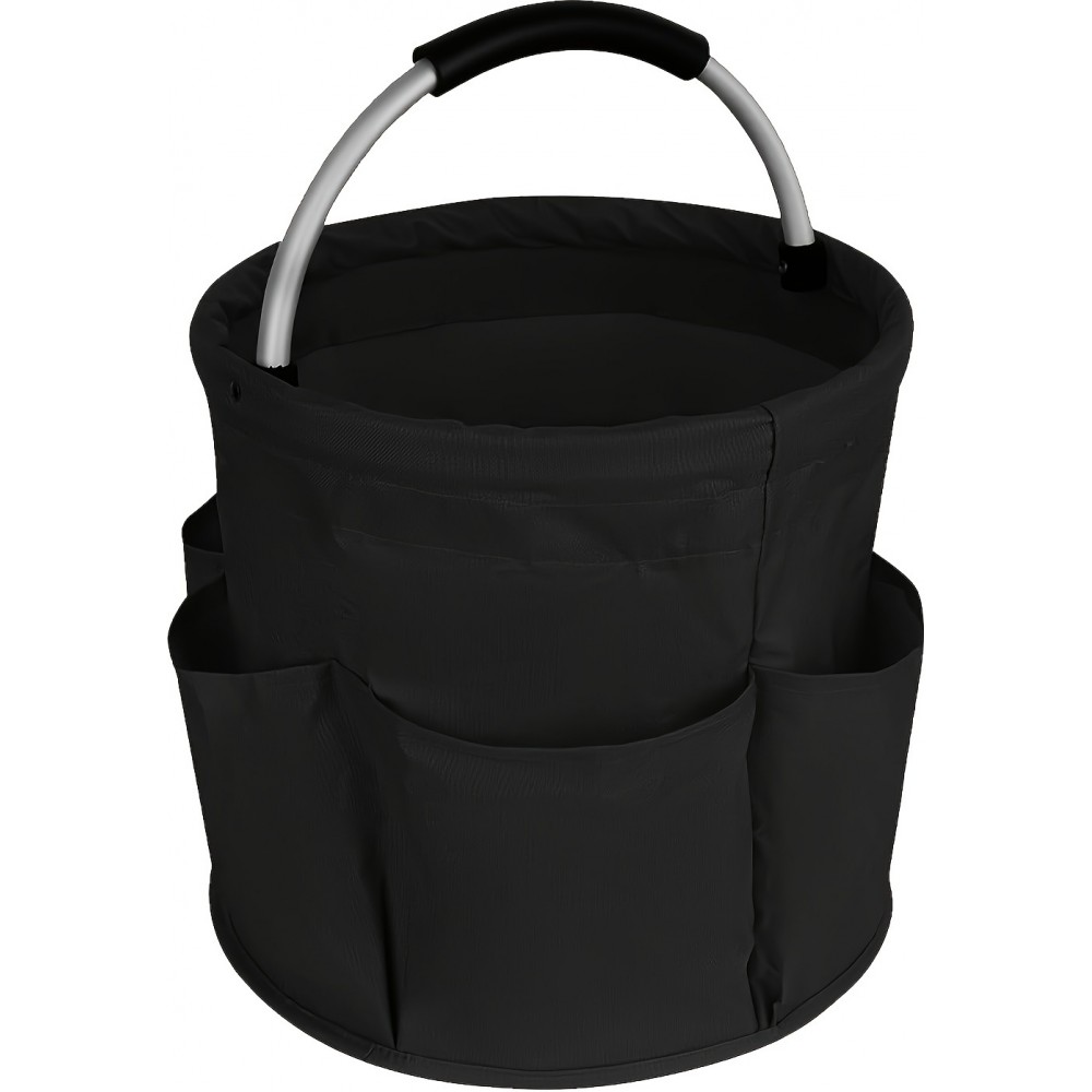 Sac de jardinage/ménage multifonctions pliable en toile avec poches et compartiments pour outils - Noir