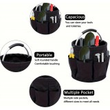 Sac de jardinage/ménage multifonctions pliable en toile avec poches et compartiments pour outils - Noir