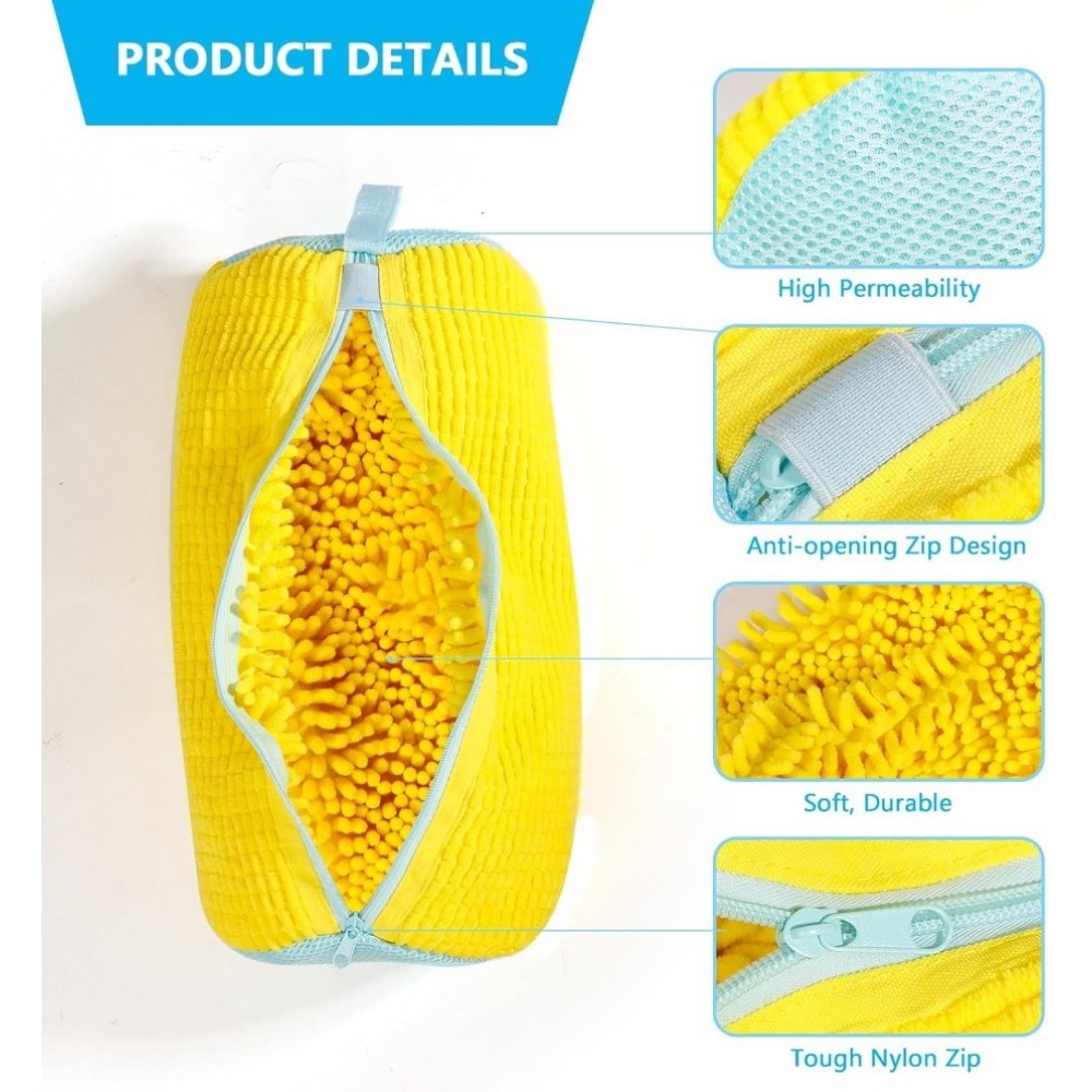 Sac de lavage chaussures en polyester durable avec rembourrage pour baskets et vêtements - Jaune