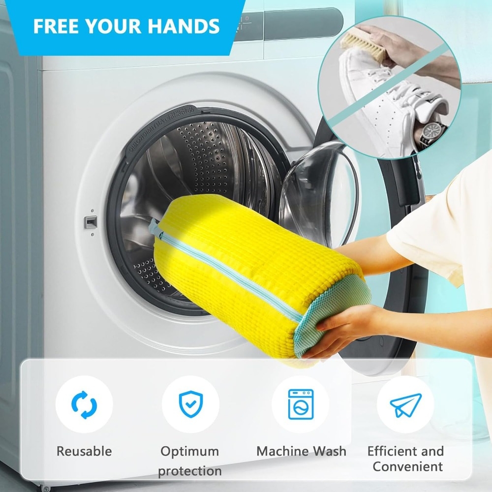 Sac de lavage chaussures en polyester durable avec rembourrage pour baskets et vêtements - Jaune