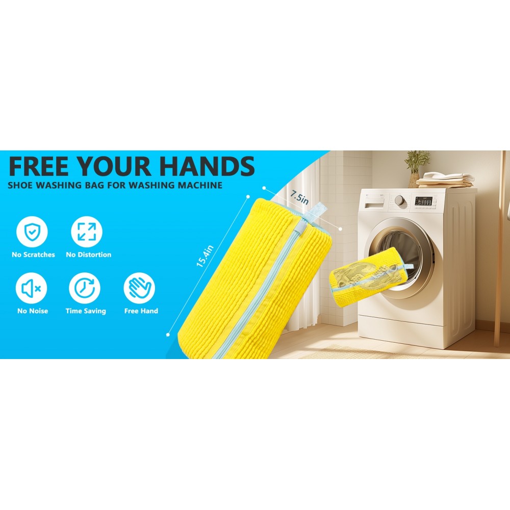 Sac de lavage chaussures en polyester durable avec rembourrage pour baskets et vêtements - Jaune