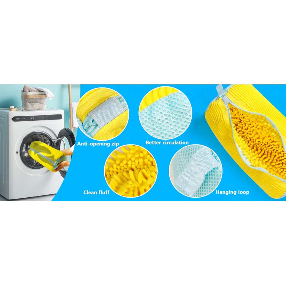 Sac de lavage chaussures en polyester durable avec rembourrage pour baskets et vêtements - Jaune