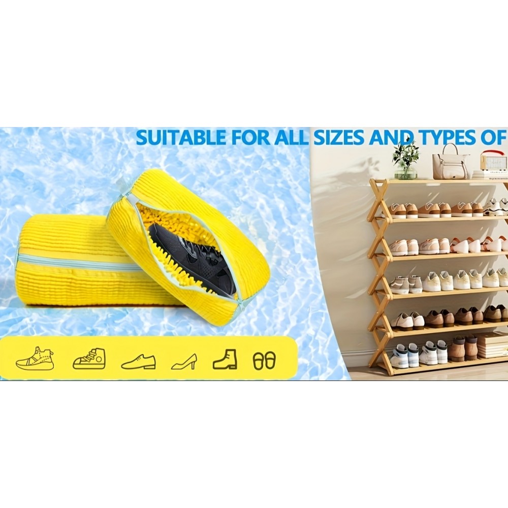 Sac de lavage chaussures en polyester durable avec rembourrage pour baskets et vêtements - Jaune