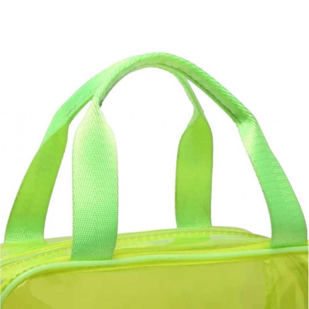 Transparente PVC wasserfeste Strandtasche XL Beach Bag mit Reissverschluss Neon - Grün