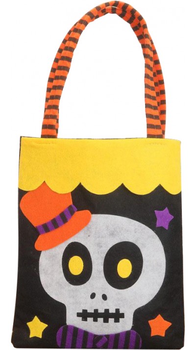 Totenkopf-Tasche, Halloween-Taschen, wiederverwendbarer Vliesstoff-Süßigkeiteneimer