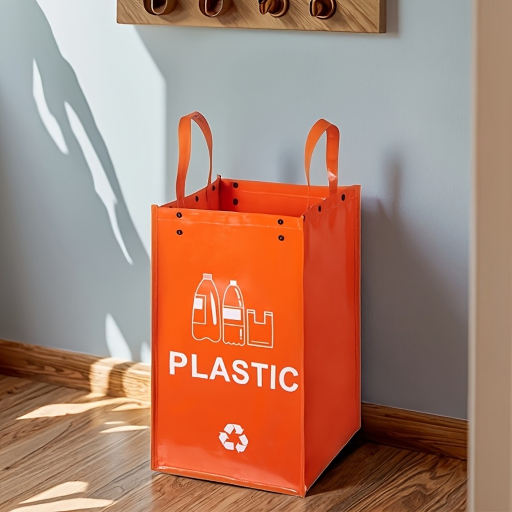 3-in-1 Faltbare Müllsäcke mit 3 Farben für Abfalltrennung (Papier / Plastik / Glas)