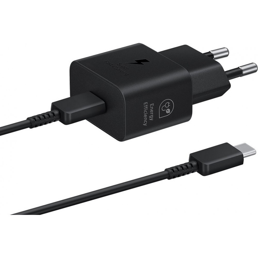 Samsung Reise & Wandladestecker 25W Charger USB-C + Ladekabel 1 Meter USB-C auf USB-C - Schwarz