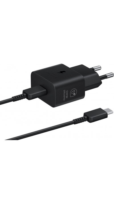 Samsung Chargeur secteur et de voyage 25W adaptateur USB-C + câble de charge 1 mètre USB-C vers USB-C - Noir