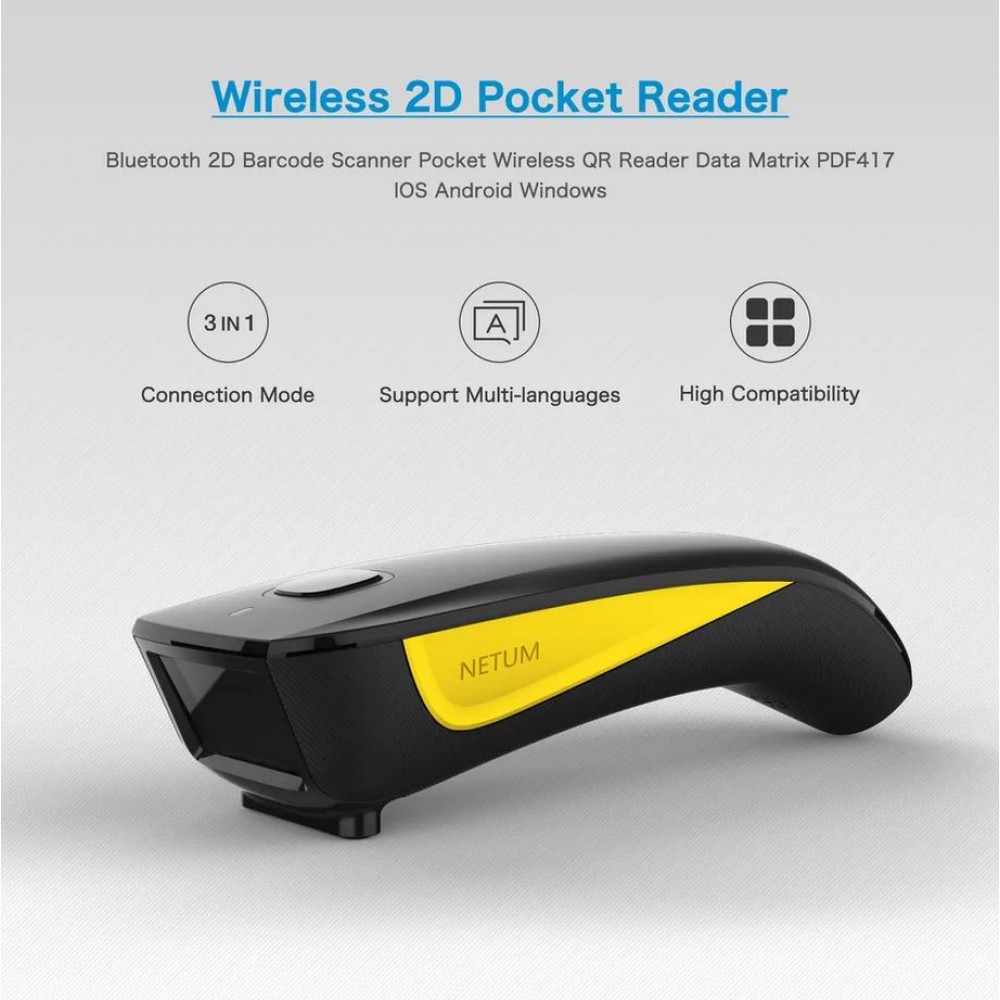 Scanner à main portable 1D - 2D Bluetooth - 2.4G sans fil scanner