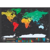 Carte du monde à gratter Voyager - Pour les aventuriers et les explorateurs - Noir et or