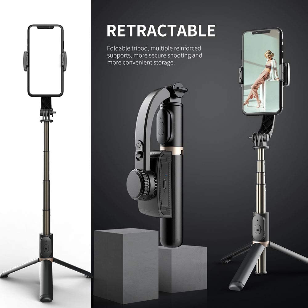 3 in 1 Selfie Stick L08 - Stablisierte Videos mit Gimbal, Standfuss Tripod Bluetooth Fernauslöser