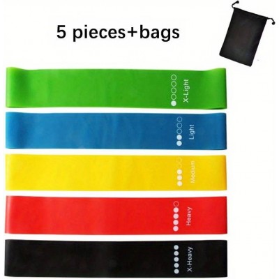 Pack de 5 bandes de résistance Fitness Sport pour entraînement - Bandes élastiques d'entraînement (2 - 21 Kg)