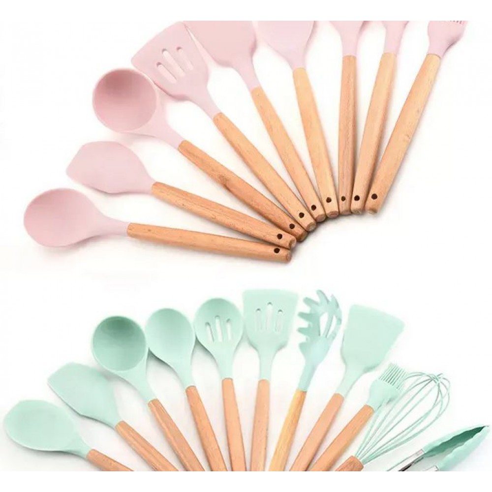 Set complet d'outils de cuisine divers silicone Ecofriendly 11 pièces - Blanc