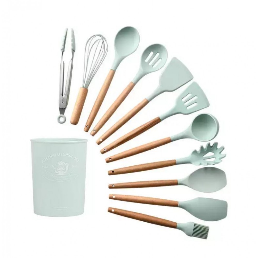 Set complet d'outils de cuisine divers silicone Ecofriendly 11 pièces - Blanc