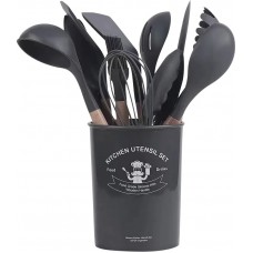 Set complet d'outils de cuisine divers silicone Ecofriendly 11 pièces - Noir