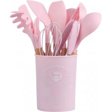 Set complet d'outils de cuisine divers silicone Ecofriendly 11 pièces - Rose