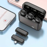 Set de 2 micros cravate Lavalier sans fil professionnels Bluetooth 5.3 avec récepteur USB-C & Etui de charge - Noir