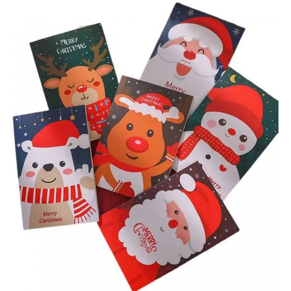 Set de 6 cartes de vœux de Noël mignonnes et chaleureuses Merry Christmas