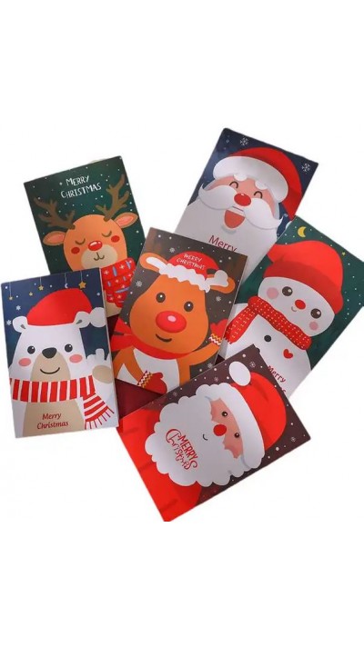 Set de 6 cartes de vœux de Noël mignonnes et chaleureuses Merry Christmas