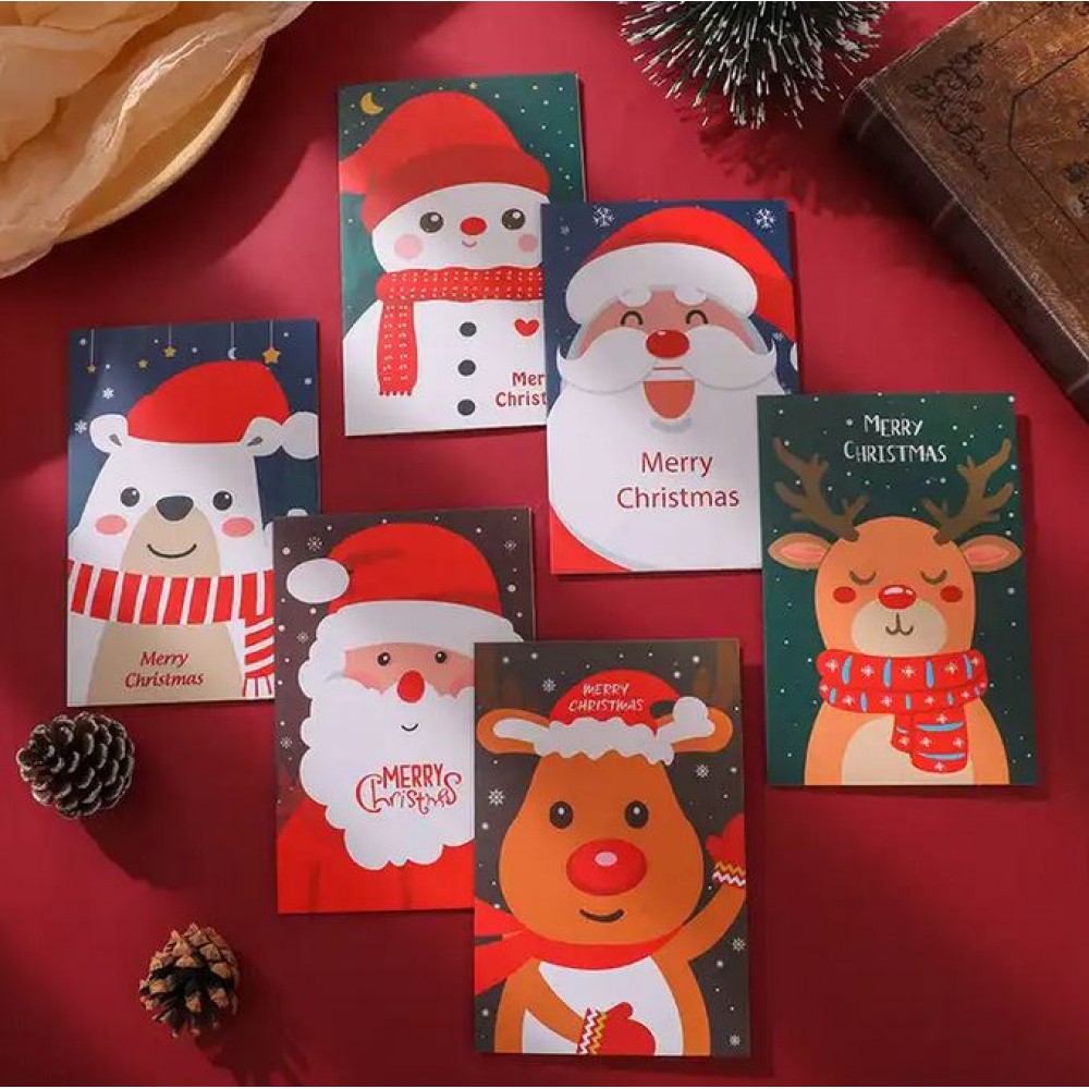 Set de 6 cartes de vœux de Noël mignonnes et chaleureuses Merry Christmas