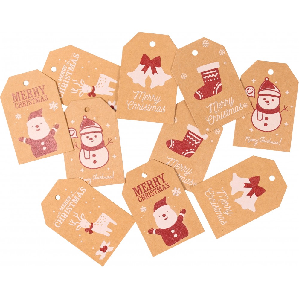 Set von weihnachtlichen Namenkarten für Weihnachtsgeschenke (10 Stück, 5 Designs)