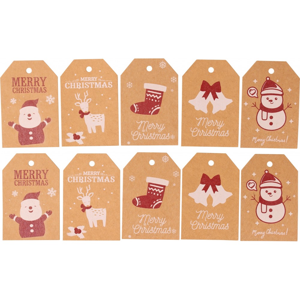 Set de cartes prénoms pour les cadeaux de Noël (10 pièces, 5 designs)