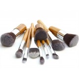 Professionelles Makeup Pinsel Set - Kosmetik Bürsten aus Bambus Holz 11 Teilig - Braun