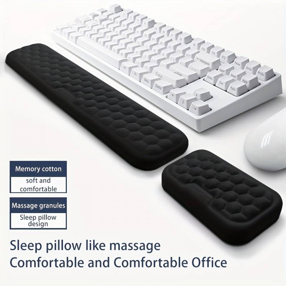 Set repose-poignets en mousse à mémoire de forme ergonomique et souple pour clavier et souris - Noir