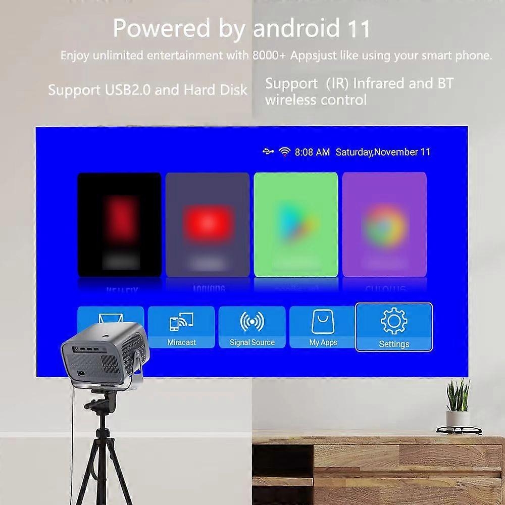 Smart Projecteur A10 Plus Home Theater Android 11.0 avec haut-parleurs 5W intégrés - Gris