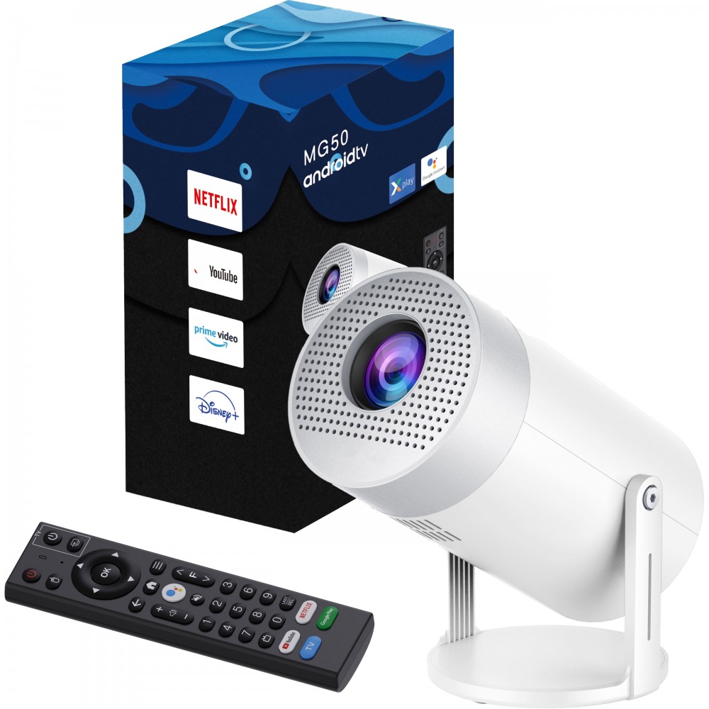 Projektor Multimedia MG50 LED HD Beamer Heimkino mit Screen Mirroring (Android 12, WiFi 6)