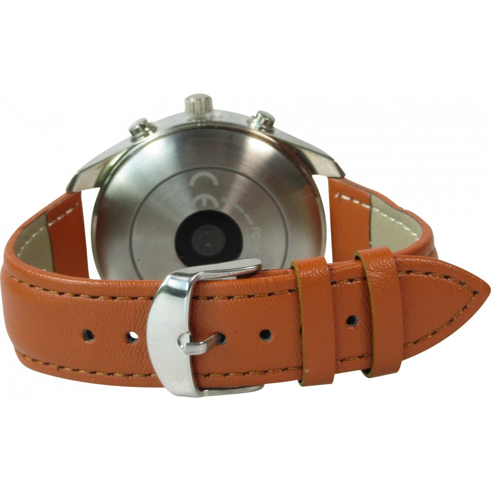 Montre connectée hybride fossil grant en cuir brun clair 2025